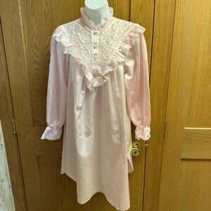 Vintage Ilise Stevens | Nightgown Pink Ruffle Knee Length - Small